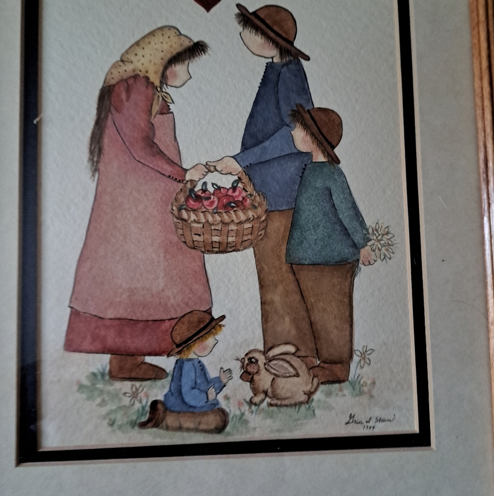 3 vintage Hand Drawn the family by Gracie shaw